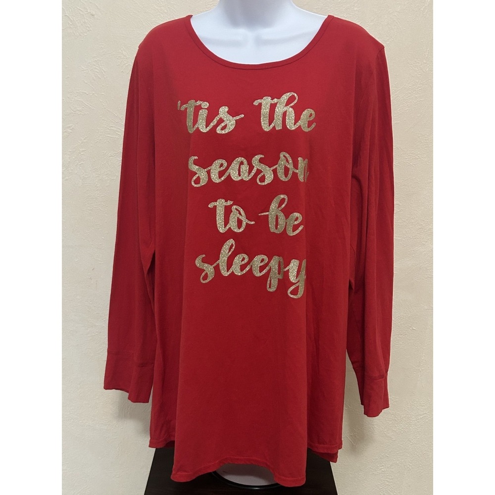 Sleep by Cacique Night Shirt Size 18/20 Red/gold 'Tis the season to be sleepy